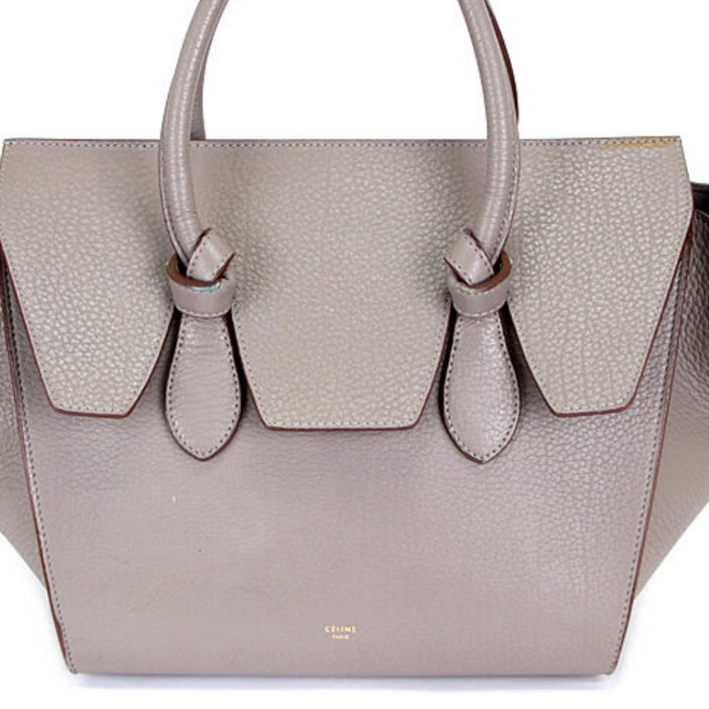 CELINE 
Tie Tote Bag Leather Gray Handbag
